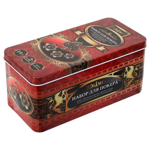 Набір для покеру в металевій коробці PlayGame 200 фішок, код: 6620H-S52