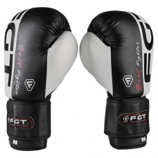 Боксерські рукавички FGT 10oz, чорний-білий, код: FT-3555/10-WS