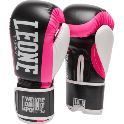 Боксерські рукавички Leone Logo Wacs Fuxia 10 унцій, чорний-фуксія, код: 500205-RX