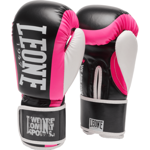 Боксерські рукавички Leone Logo Wacs Fuxia 10 унцій, чорний-фуксія, код: 500205-RX