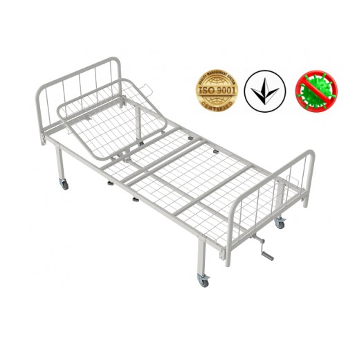Ліжко медичне функціональне Атон КФ-2-МП-БМ-К75 з металевими бильцями і колесами 75 мм, код: 1582413262-A