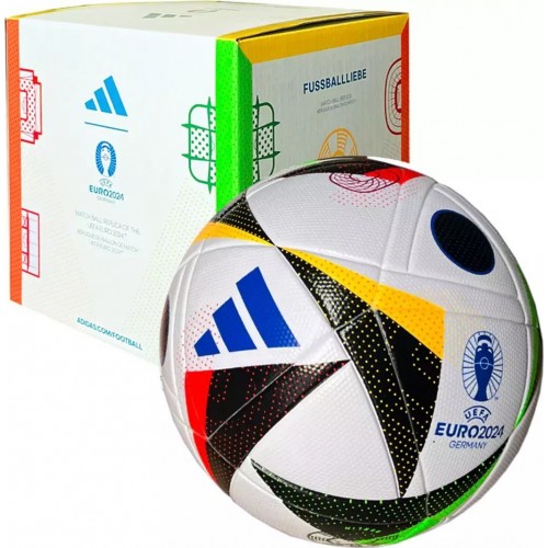 М"яч для футболу Adidas Euro24 Fussballliebe №5 (IN9369), білий-чорний, код: 4066766182127-IN
