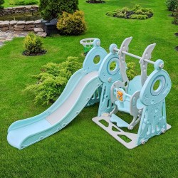 Гірка-гойдалка з баскетбольним кільцем Bambi WM19011-5 сіро-м”ятна, код: 6903317252565 Гірка-гойдалка з баскетбольним кільцем Bambi WM19011-5 сіро-м”ятна, код: 6903317252565