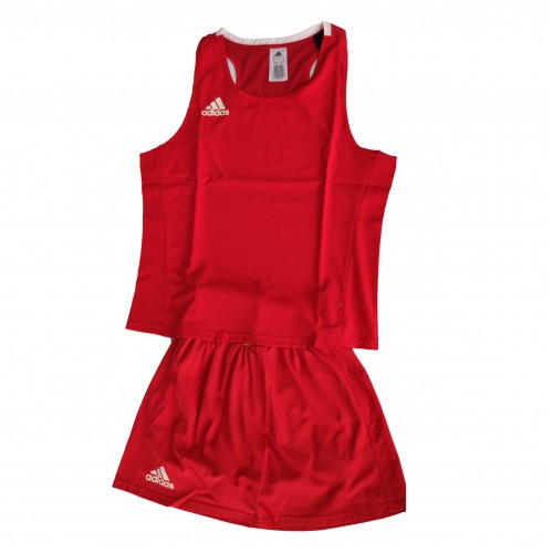Жіноча форма для занять боксом Adidas Olympic Woman L шорти-спідниця + майка, червона, код: 15559-888