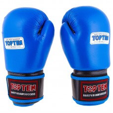 Боксерські рукавички TopTen шкіра синій 12oz, код: TT025-12B