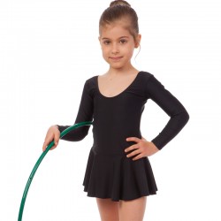 Купальник для танців і гімнастики з довгим рукавом і спідницею Lingo 4 роки, зріст 104-110, чорний, код: CO-7046_4BK
