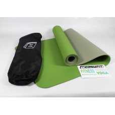 Килимок для йоги та фітнесу EasyFit TPE+TC 6 мм двошаровий + Чохол зелений із сірим, код: EF-1924E-G/Gr