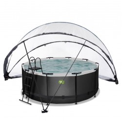 Каркасний басейн Exit "Чорна шкіра" з накриттям + пісочний фільтр, 427x122 см, код: 30.27.12.20 Н