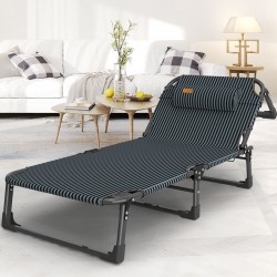 Розкладне ліжко шезлонг WCG 1930х680 мм зі смугастим полотном, код: FB-S02-IF Розкладне ліжко шезлонг WCG 1930х680 мм зі смугастим полотном, код: FB-S02-IF