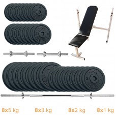 Лава для жиму з набором штанга + гантелі металеві Newt Gym Set-SKH Home 95 кг, код: NE-M-SKH-SET-95