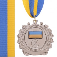 Медаль спортивна зі стрічкою SP-Sport Ukraine срібло, код: C-3163_S-S52 Медаль спортивна зі стрічкою SP-Sport Ukraine срібло, код: C-3163_S-S52