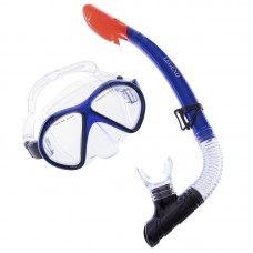 Набір для плавання маска з трубкою Legend чорний-синій-прозорий, код: M293P-SN110-PVC_BKBL