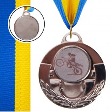 Медаль спортивна зі стрічкою PlayGame Aim мотогонка срібна, код: C-4846-0035_S-S52