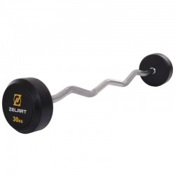 Штанга фіксована вигнута обрезиненная Zelart Rubber Coated Barbell 30 кг, код: TA-2687-30-S52