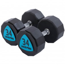 Гантелі цільні професійні з поліуретановим покриттям LiveUp 2х34кг, чорний-синій, код: LP8003-34-S52 Гантелі цільні професійні з поліуретановим покриттям LiveUp 2х34кг, чорний-синій, код: LP8003-34-S52