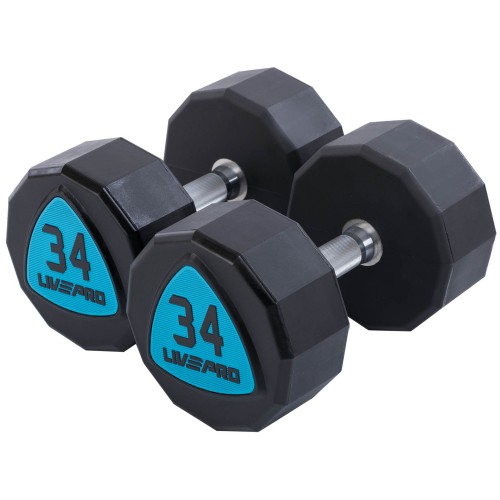 Гантелі цільні професійні з поліуретановим покриттям LiveUp 2х34кг, чорний-синій, код: LP8003-34-S52 Гантелі цільні професійні з поліуретановим покриттям LiveUp 2х34кг, чорний-синій, код: LP8003-34-S52