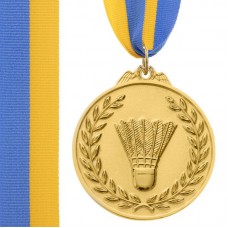 Медаль спортивна зі стрічкою PlayGame Бадмінтон золота, код: C-7027_G