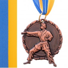Медаль спортивна зі стрічкою PlayGame Карате бронзова, код: C-4338_B