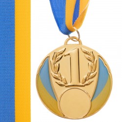 Медаль спортивна зі стрічкою PlayGame Ukraine золотая, код: C-4339_G