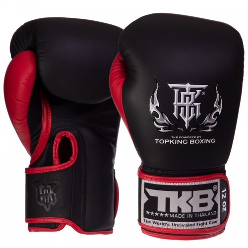 Рукавички боксерські Top King Reborn шкіряні 14 унцій, чорний-червоний, код: TKBGRB-01_14R-S52