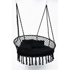 Підвісне крісло-гойдалка велика кругла WCG 140 см + м”яка подушка, чорний, код: QNSW11BL-IF Підвісне крісло-гойдалка велика кругла WCG 140 см + м”яка подушка, чорний, код: QNSW11BL-IF