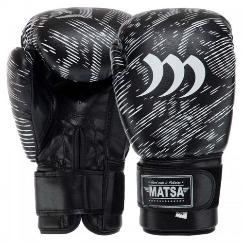 Рукавички боксерські Matsa PVC 12 унцій, чорний, код: MA-7762_12BK