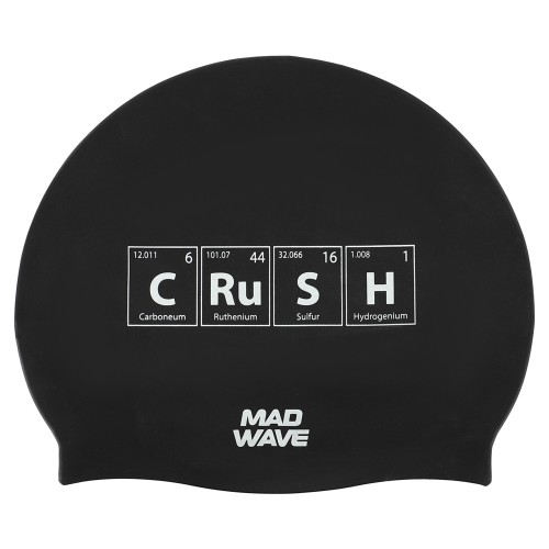 Шапочка для плавання силіконова для дорослих MadWave Crush чорний, код: M055318