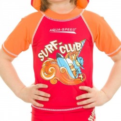 Футболка сонцезахисний для хлопців Aqua Speed Surf-Club T-Shirt 2024 зріст 110см, 5-6 років, червоний-помаранчевий, код: 5908217620248
