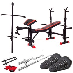 Лава тренувальна Fit-On FN-S102 + штанга та гантелі 80кг, код: 2210-0029 Лава тренувальна Fit-On FN-S102 + штанга та гантелі 80кг, код: 2210-0029