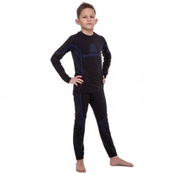 Комплект термобілизни для активного спорту дитячий Zelart розмір 40, 12-13 років, зріст 152-158, чорний-сірий, код: CO-2192_40BK